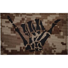 5x3 inch Large AOR1 Infrared IR Skull Skeleton Middle Finger Patch Tactical Vest Hook-Fastener Backing (5In Width x 3In Height) (AOR1)