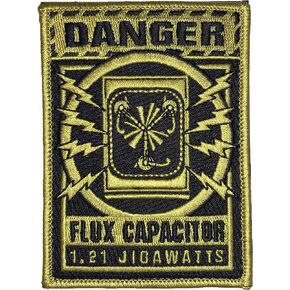 Flux Capacitor Warning - Embroidered Morale Patch (Black/Yellow)