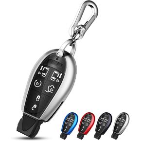 QBUC for Dodge Key Fob Cover with Keychain TPU Key Case Compatible with 2008-2018 Dodge Ram Jeep Chrysler Model Accessories (Silver)