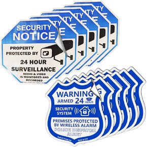 Psyfer® (Fade-Free) 12 Pack - Security Camera & Alarm Outdoor UV Waterproof Stickers [Made in USA]