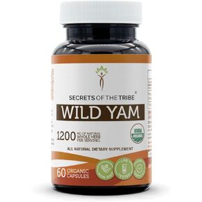 Secrets of the Tribe Wild Yam Capsules 1200 mg Responsibly farmed USDA Organic Wild Yam (Dioscorea Villosa) Dried Root, Hormone Support Supplement (2x120 Capsules)