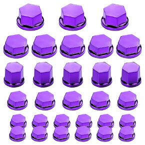 MEIRIYFA Motorcycle Nut Motorbike Screw Cover,3 Sizes Decoration Ornamental Mouldings Screw Cap Cover for Car Bicycle Accessories-30PCS (Purple)