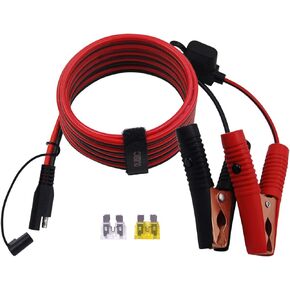 10FT/3.05m 14AWG 20A Battery Alligator Clip to SAE Connector/12V SAE Quick Release Adapter to Alligator Clips Quick Disconnect Cable