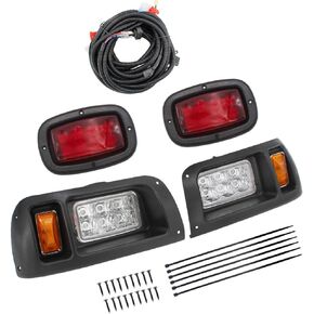 New Upgraded 12V LED Headlight Tail Light Kit Compatible with Club Car DS 1993-UP Gas & Electric Golf Cart with Installation Instruction