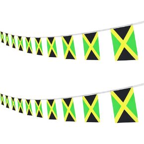 Jamaica Jamaican String Banner Flag,16 ft 20 Mini Flags String, 5.5 x 8.2 Inch String Flag Banner, Indoor and Outdoor Party Decorations.
