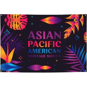 Asian American And Pacific Islander Heritage Month Banner 47x71 Inch Background Banner Flags Welcome Decoration For Wedding Party Yard