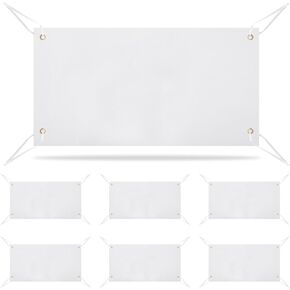 6PCS 2x4 Ft Polyester Oxford Cloth Sublimation Vinyl Banner Blank DIY Signs Banner with Free Hanging Rope for Indoor Outdoor Wall Decoration Party Birthday Halloween Thanksgiving