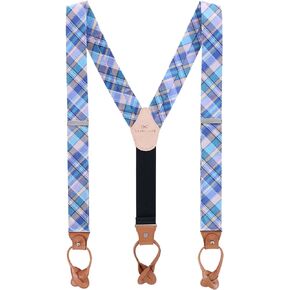 Trafalgar Men's Sherwood Plaid Silk Button End Braces (Suspenders)