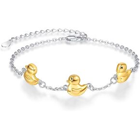 Palpitate Duck Gifts Duck Bracelets for Girls 925 Sterling Silver 925 Cute Ducky Jewelry Birthday for Women Girls