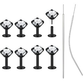 BodyAce 18G/20G مسمار بدون خيط في حلقة الأنف، 316L من الفولاذ الجراحي المسطح الخلفي أقراط الزنمة الغضروفية، حلقات الشفاه تشيكوسلوفاكيا Labret Medusa Piercing Jewelry