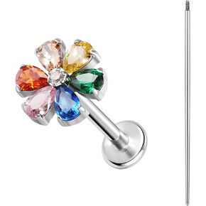 BodyAce F136 Titanium Body Piercing Studs, 16G Flat Back Cartilage Earring Studs with Piercing Taper, Internally Threaded Labret Lip Ring Conch Tragus Stud