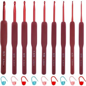9Size Crochet Hooks Set for Arthritic Hands Ergonomic Grip Crochet Hook Set with Case Knitting Needles for Crocheting Yarn 2mm-6mm Crochet Needle kit Crochet 9 Pcs Hooks Kit for Beginners