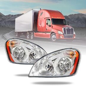 المصابيح الأمامية Freightliner لـ Cascadia 2008-2017، مصابيح أمامية بديلة معتمدة من DOT وSAE (أسود، مجموعة زوجية)