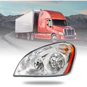 Freightliner Headlights for Cascadia 2008-2017,Replacement Headlamp DOT and SAE Approved (Black, Pair Set)