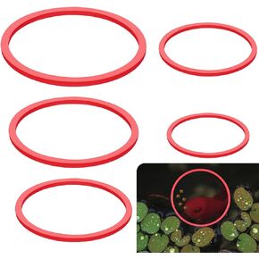5pcs Aquarium Floating Plant Rings, Round Fish Feeding Rings Foam Fish Tank Plant Corral for Bettas, Goldfish Aquarium Accessories Duckweed Isolation Circle Keep Plants in Place (Red)