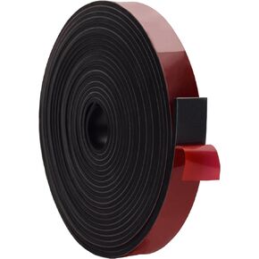Self-Adhesive Neoprene Rubber Strips 1/8" Thick x 1" Wide x 23' Long, Sealing, Cushioning, Weather Stripping, Gaskets, and DIY Projects, Weatherproof
