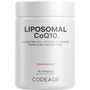 Codeage Liposomal CoQ10 Supplement - Vitamin E Isomers Tocopherols - 125mg Coenzyme Q10 - Cardiovascular, Heart, Energy Support - Liposomal for Bioavailability - 2 Month Supply Non-GMO - 60 Capsules
