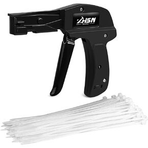 Zhushan Cable Tie Gun and Tool Set - Fastening, Flush Cutting, and Organizing with Steel Handle Zip Tie Tool for Nylon Cable Ties - Includes 50PC Cable Ties