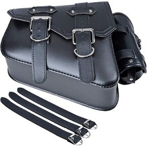 Astra Depot 1X Left PU Leather Motorcycle Solo Swingarm Side Tool Bag Saddlebag with Pannier Pouch Compatible with Harley Sportster XL883 XL1200