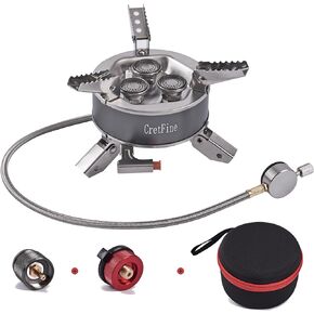 Windproof 6800W Camp Stove Mini Propane Stove Backpacking Stove with Case Portable Isobutane and Butane Stove for Cooking, Outdoor, Camping, Hiking with Piezo Igniter