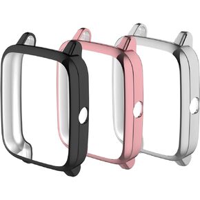 Case Cover Compatible with Willful ID205L Smart Watch Case, All-Around Protective Case Soft TPU Bumper Screen Protector for Willful SW021 ID205L/SW025 ID205S 1.3" Smartwatch (Black)