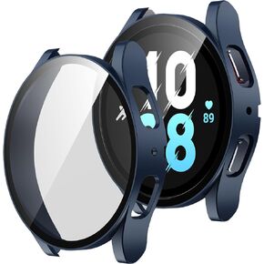 [2 Pack Compatible with Samsung Galaxy Watch 5/Galaxy Watch 4 Screen Protector Case 40mm, Ultra-thin Hard PC Bumper Protective Cover for Galaxy Watch 40mm (Black/Clear)