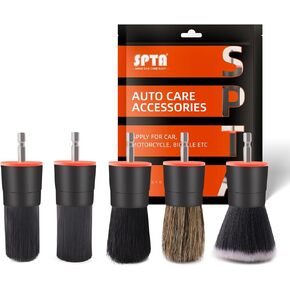 SPTA Drill Brush Attachment, 5 Pcs Mixed Hair Drill Brush Head Set, Auto Detail Drill Brush Set, Replacement Car Detail Brush for Cleaning Interior or Exterior, Used on Electric Drill, Electric Driver