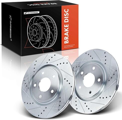 A-Premium 12.99 inch (330mm) Front Drilled and Slotted Disc Brake Rotors Compatible with Select Dodge, Chrysler, Ram and Volkswagen Models - Grand Caravan, Journey, Town & Country, Pacifica, Voyager in Saudi Arabia