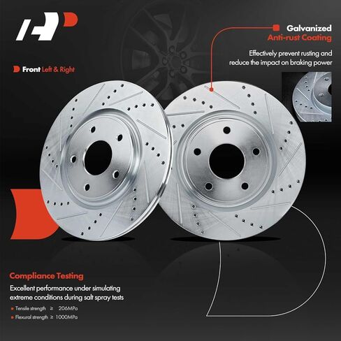 A-Premium 12.99 inch (330mm) Front Drilled and Slotted Disc Brake Rotors Compatible with Select Dodge, Chrysler, Ram and Volkswagen Models - Grand Caravan, Journey, Town & Country, Pacifica, Voyager in Saudi Arabia