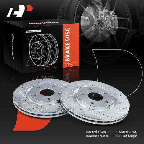 A-Premium 12.99 inch (330mm) Front Drilled and Slotted Disc Brake Rotors Compatible with Select Dodge, Chrysler, Ram and Volkswagen Models - Grand Caravan, Journey, Town & Country, Pacifica, Voyager in Saudi Arabia