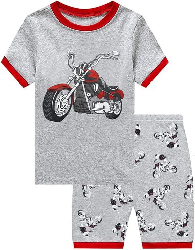 Toddler Boys Pajamas Little Kids Pjs Train Sleepwear Baby Boys 2 Piece Clothes Summer Short Sets Fire Truck Outfit in Saudi Arabia