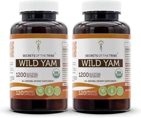Secrets of the Tribe Wild Yam Capsules 1200 mg Responsibly farmed USDA Organic Wild Yam (Dioscorea Villosa) Dried Root, Hormone Support Supplement (2x120 Capsules) in Saudi Arabia
