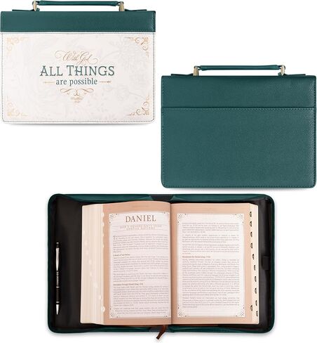 Christian Art Gifts Dark Purple Fashion Bible Cover for Women: Mercies are New - Lam. 3:22-23 Inspirational Scripture, Vegan Leather Book Carry Case w/Sleeves, Zipper, Pocket & Pen Storage, Medium in Kuwait