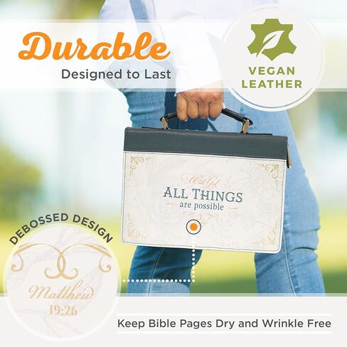 Christian Art Gifts Dark Purple Fashion Bible Cover for Women: Mercies are New - Lam. 3:22-23 Inspirational Scripture, Vegan Leather Book Carry Case w/Sleeves, Zipper, Pocket & Pen Storage, Medium in Kuwait