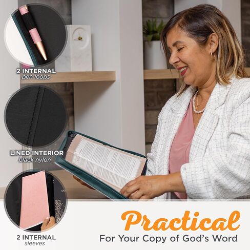 Christian Art Gifts Dark Purple Fashion Bible Cover for Women: Mercies are New - Lam. 3:22-23 Inspirational Scripture, Vegan Leather Book Carry Case w/Sleeves, Zipper, Pocket & Pen Storage, Medium in Kuwait