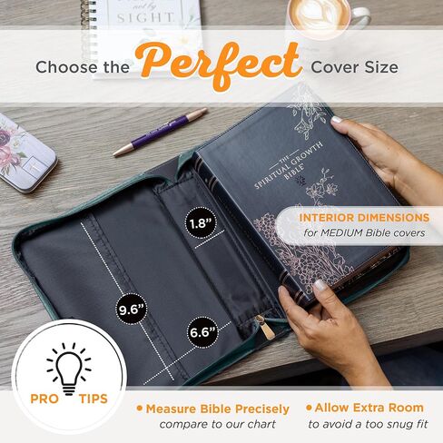 Christian Art Gifts Dark Purple Fashion Bible Cover for Women: Mercies are New - Lam. 3:22-23 Inspirational Scripture, Vegan Leather Book Carry Case w/Sleeves, Zipper, Pocket & Pen Storage, Medium in Kuwait