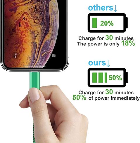 6 Pack [Apple MFi Certified] 3/3/6/6/10/10 FT iPhone Charger Colorful Nylon Lightning Cable Compatible iPhone 13 mini/13/12/11 Pro Max/XS MAX/XR/XS/X/8/7/Plus/6S/6/SE/5S/iPad in Saudi Arabia