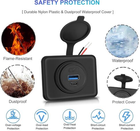 3PCS Dual Quick Charge 3.0 and PD QC 3.0 RV USB Outlet, 12V/24V Panel Mount Surface Car Charger 36W USB Port Outlet Automotive Socket Waterproof Cap for RV Motorcycle Truck Golf Cart Marine Boat Bus in Saudi Arabia