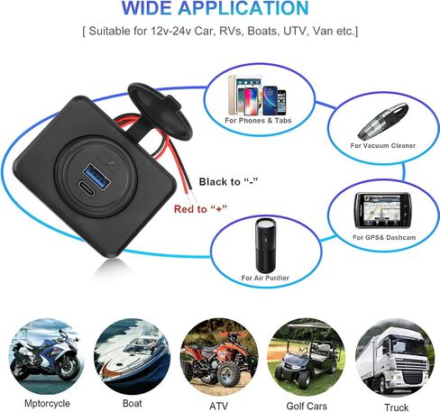 3PCS Dual Quick Charge 3.0 and PD QC 3.0 RV USB Outlet, 12V/24V Panel Mount Surface Car Charger 36W USB Port Outlet Automotive Socket Waterproof Cap for RV Motorcycle Truck Golf Cart Marine Boat Bus in Saudi Arabia