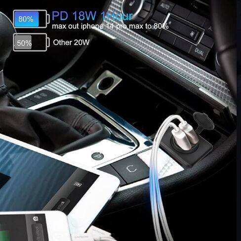 3PCS Dual Quick Charge 3.0 and PD QC 3.0 RV USB Outlet, 12V/24V Panel Mount Surface Car Charger 36W USB Port Outlet Automotive Socket Waterproof Cap for RV Motorcycle Truck Golf Cart Marine Boat Bus in Saudi Arabia