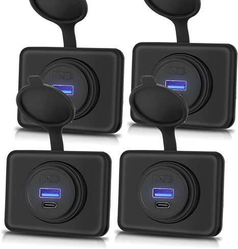 3PCS Dual Quick Charge 3.0 and PD QC 3.0 RV USB Outlet, 12V/24V Panel Mount Surface Car Charger 36W USB Port Outlet Automotive Socket Waterproof Cap for RV Motorcycle Truck Golf Cart Marine Boat Bus in Saudi Arabia