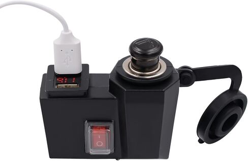 BlueFire® 5V/2.1A مقبس شاحن USB مزدوج مقاوم للماء للدراجات النارية المقود المشبك محول الطاقة شاحن USB نظام الشحن مع مقبس ولاعة السجائر وفولتميتر للهواتف/الأجهزة اللوحية/نظام تحديد المواقع in Kuwait