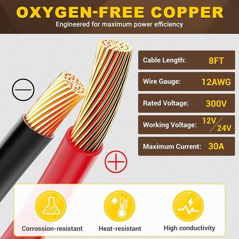 Cigarette Lighter Adapter 8ft Car Cigarette Lighter Socket with Extension Lead 0.33" Ring Eyelet Terminals Cable 12V/24V, Power Cord with Inline Blade Fuse 30A/25A/20A, Power for Tire Pump in Saudi Arabia