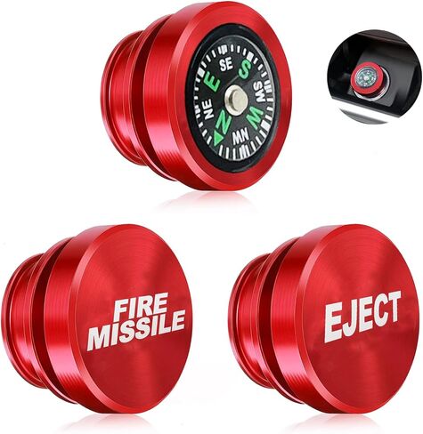 3 Pcs Car Cigarette Lighter Plug Cover Billet Aluminum Cigarette Lighter Cover Fits Most Vehicles with Standard 12 Volt Power Source (Black FIRE Missile & Eject & Compass) in Saudi Arabia