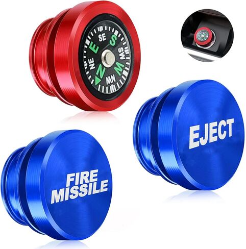 3 Pcs Car Cigarette Lighter Plug Cover Billet Aluminum Cigarette Lighter Cover Fits Most Vehicles with Standard 12 Volt Power Source (Black FIRE Missile & Eject & Compass) in Saudi Arabia