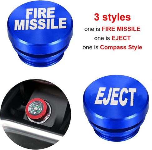 3 Pcs Car Cigarette Lighter Plug Cover Billet Aluminum Cigarette Lighter Cover Fits Most Vehicles with Standard 12 Volt Power Source (Black FIRE Missile & Eject & Compass) in Saudi Arabia