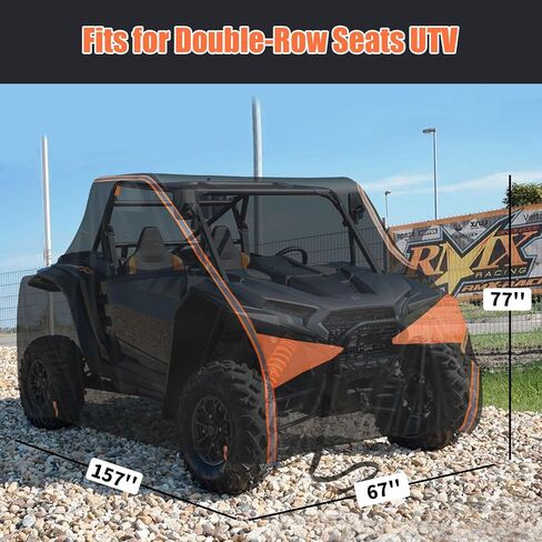 UTV Cover 2-3 Seaters, Side by Side Cover Waterproof Windproof 600D Heavy Duty Outdoor Ranger Cover with Reflective Strips Compatible with Polaris Ranger RZR Can Am Defender Maverick Kawasaki Mule in Saudi Arabia