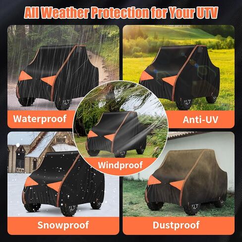 UTV Cover 2-3 Seaters, Side by Side Cover Waterproof Windproof 600D Heavy Duty Outdoor Ranger Cover with Reflective Strips Compatible with Polaris Ranger RZR Can Am Defender Maverick Kawasaki Mule in Saudi Arabia