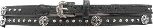 Western Black Leather Hatband with Metal Studs & Three Piece Buckle Set in Saudi Arabia
