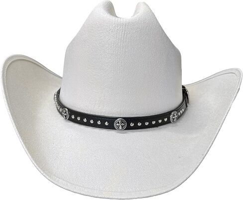Western Black Leather Hatband with Metal Studs & Three Piece Buckle Set in Saudi Arabia